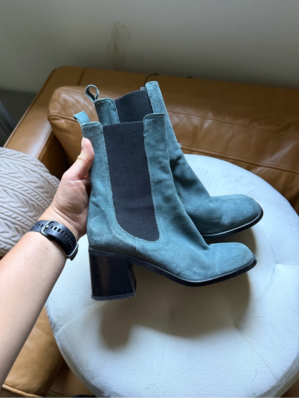 Women's Suede Chelsea Boots in Teal